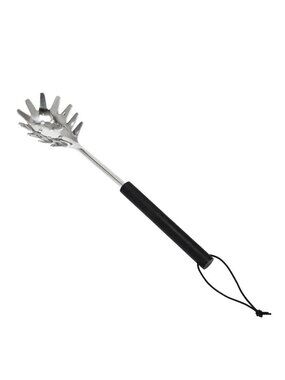 Stainless Steel Slotted Pasta Server w Mango Wood Handle and Leather Tie NEW